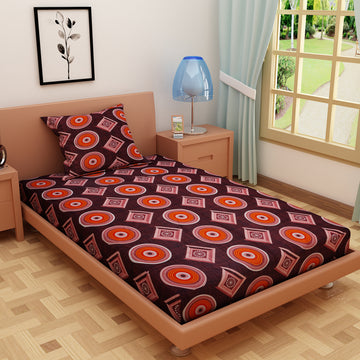 RhomPhere Print Brick Red 120 TC 100% Pure Cotton Bedsheet - Dream Care Furnishings Private Limited