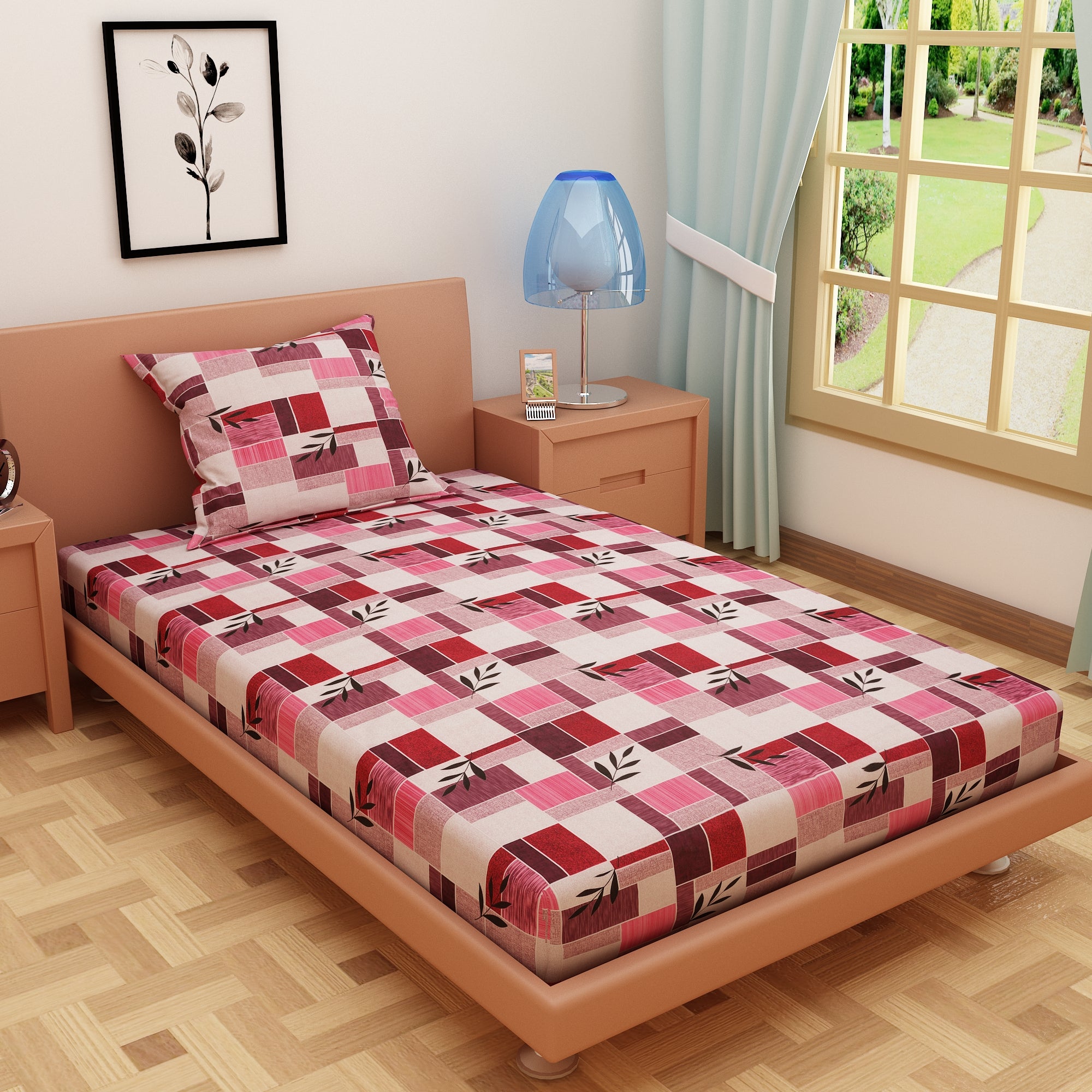 Zentangle Art Pink 120 TC 100% Pure Cotton Bedsheet - Dream Care Furnishings Private Limited
