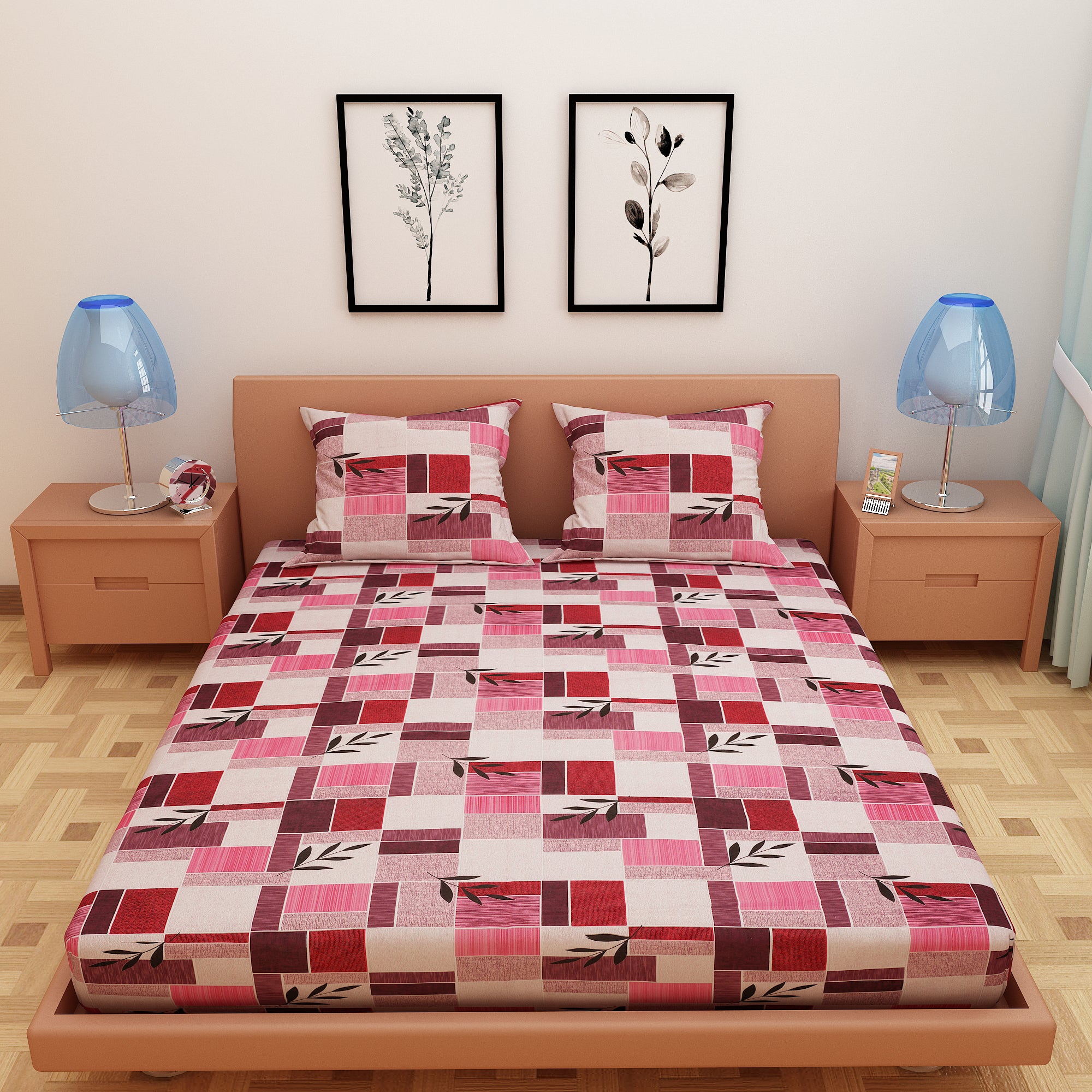 Zentangle Art Pink 120 TC 100% Pure Cotton Bedsheet - Dream Care Furnishings Private Limited
