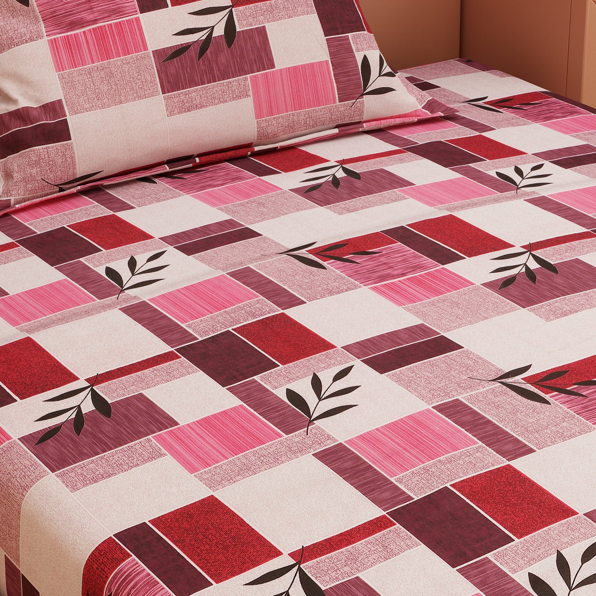 Zentangle Art Pink 120 TC 100% Pure Cotton Bedsheet - Dream Care Furnishings Private Limited