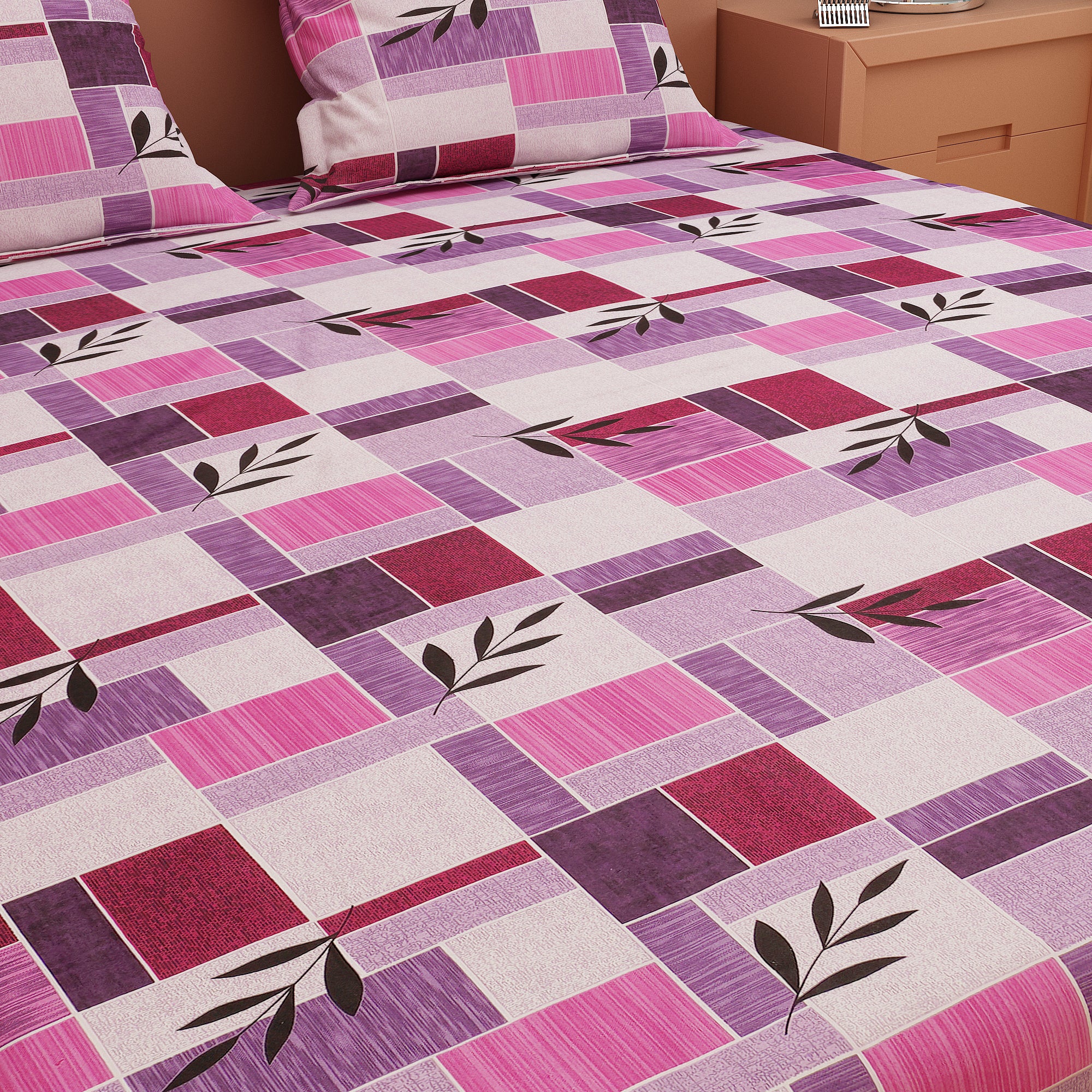 Zentangle Art Purple 120 TC 100% Pure Cotton Bedsheet - Dream Care Furnishings Private Limited