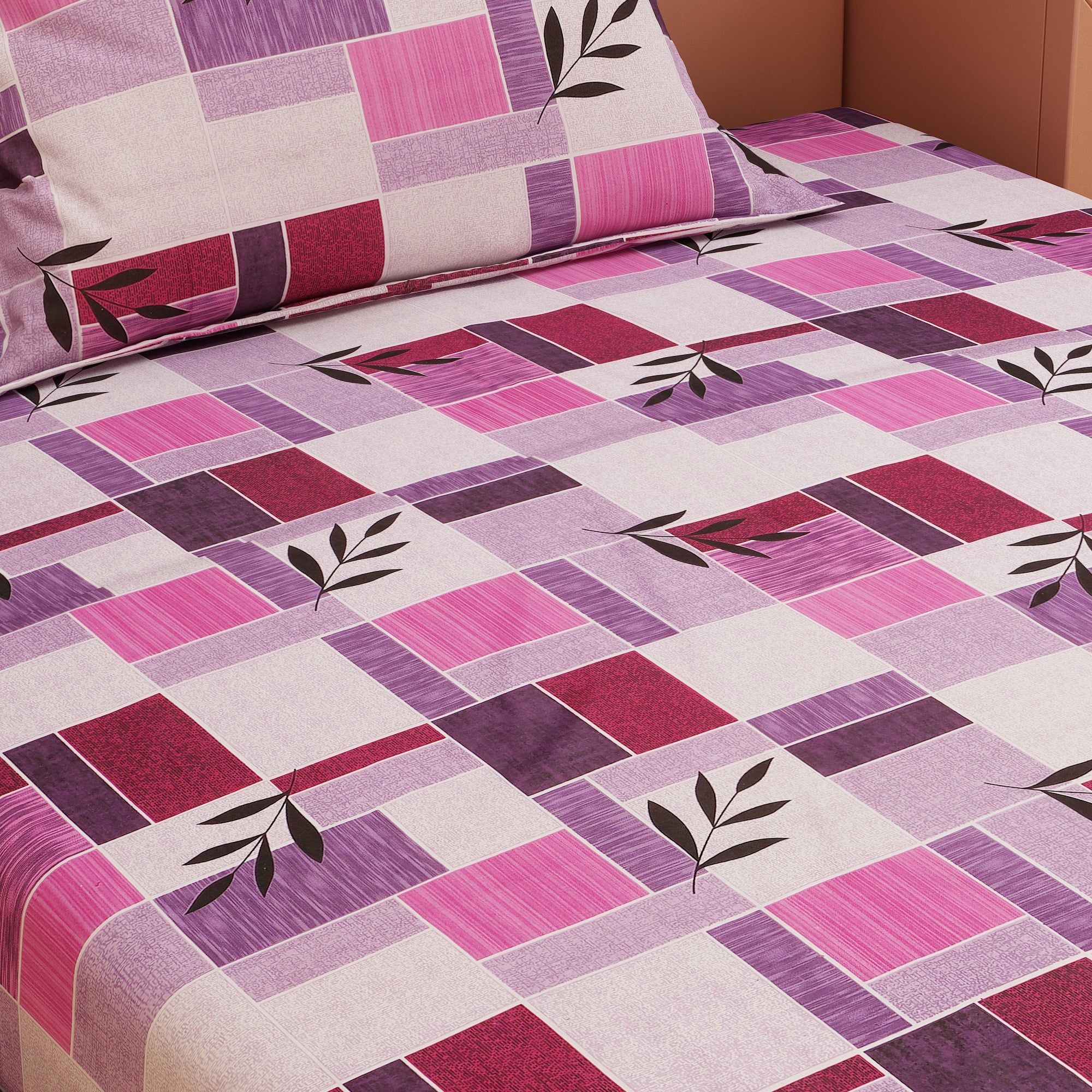 Zentangle Art Purple 120 TC 100% Pure Cotton Bedsheet - Dream Care Furnishings Private Limited