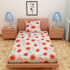 Floral Print Orange 120 TC 100% Pure Cotton Bedsheet - Dream Care Furnishings Private Limited