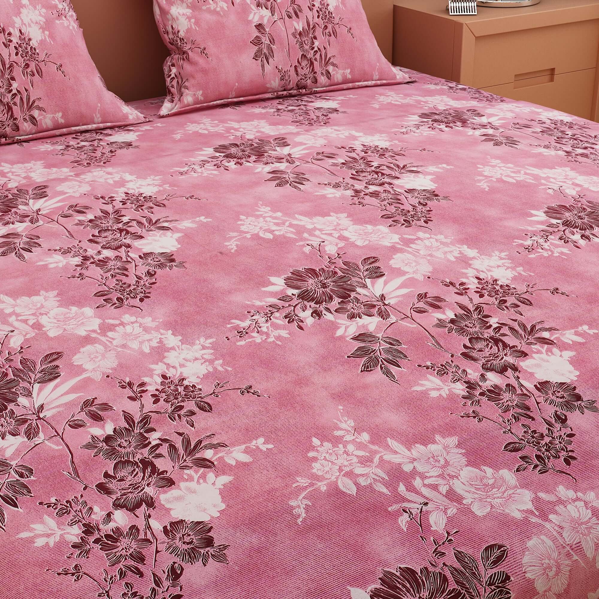 Floral Print Plam 120 TC 100% Pure Cotton Bedsheet - Dream Care Furnishings Private Limited
