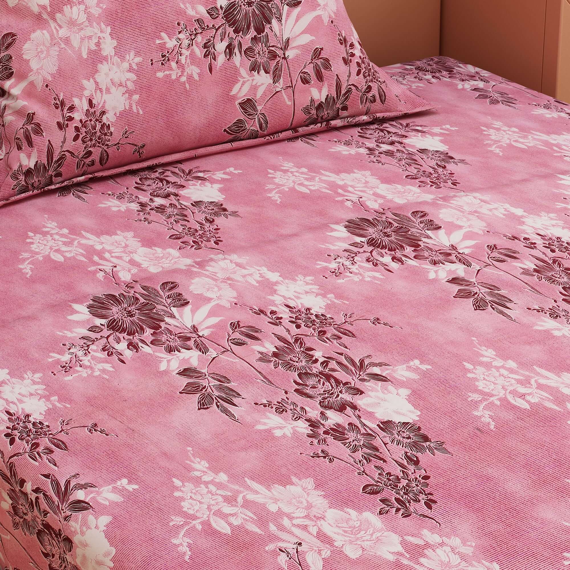 Floral Print Plam 120 TC 100% Pure Cotton Bedsheet - Dream Care Furnishings Private Limited