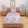 Tulip Print Dark Pink 120 TC 100% Pure Cotton Bedsheet - Dream Care Furnishings Private Limited