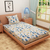 Tulip Print Blue 120 TC 100% Pure Cotton Bedsheet - Dream Care Furnishings Private Limited