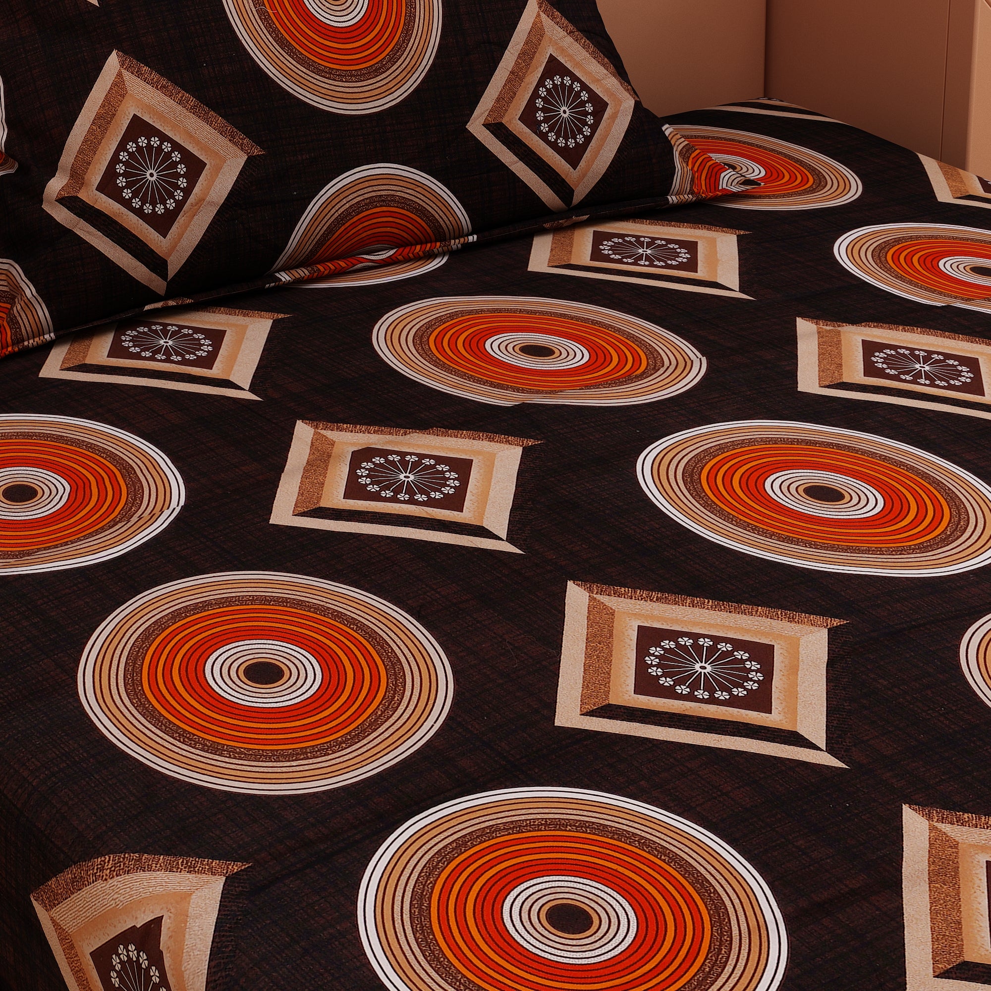 RhomPhere Print Black 120 TC 100% Pure Cotton Bedsheet - Dream Care Furnishings Private Limited