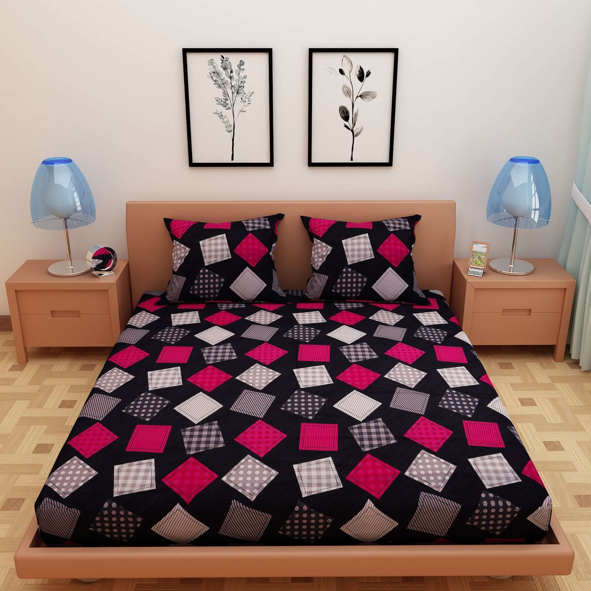 Funky Print Black 120 TC 100% Pure Cotton Bedsheet - Dream Care Furnishings Private Limited