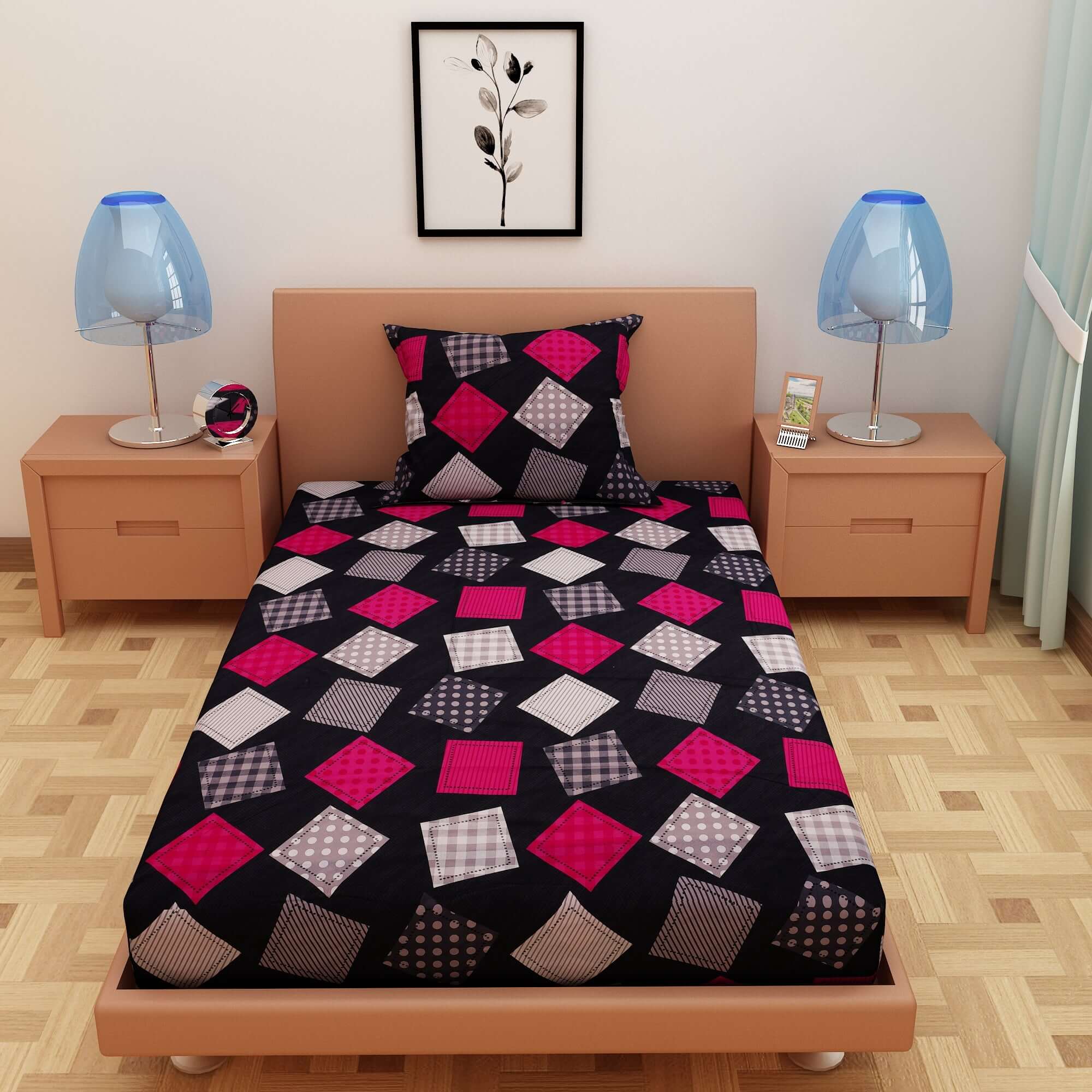 Funky Print Black 120 TC 100% Pure Cotton Bedsheet - Dream Care Furnishings Private Limited