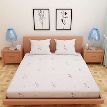 Floral Print Coffee 220 TC 100% Pure Cotton Bedsheet - Dream Care Furnishings Private Limited