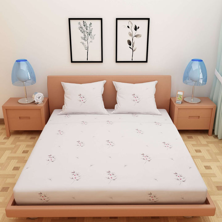 Floral Print Coffee 220 TC 100% Pure Cotton Bedsheet - Dream Care Furnishings Private Limited