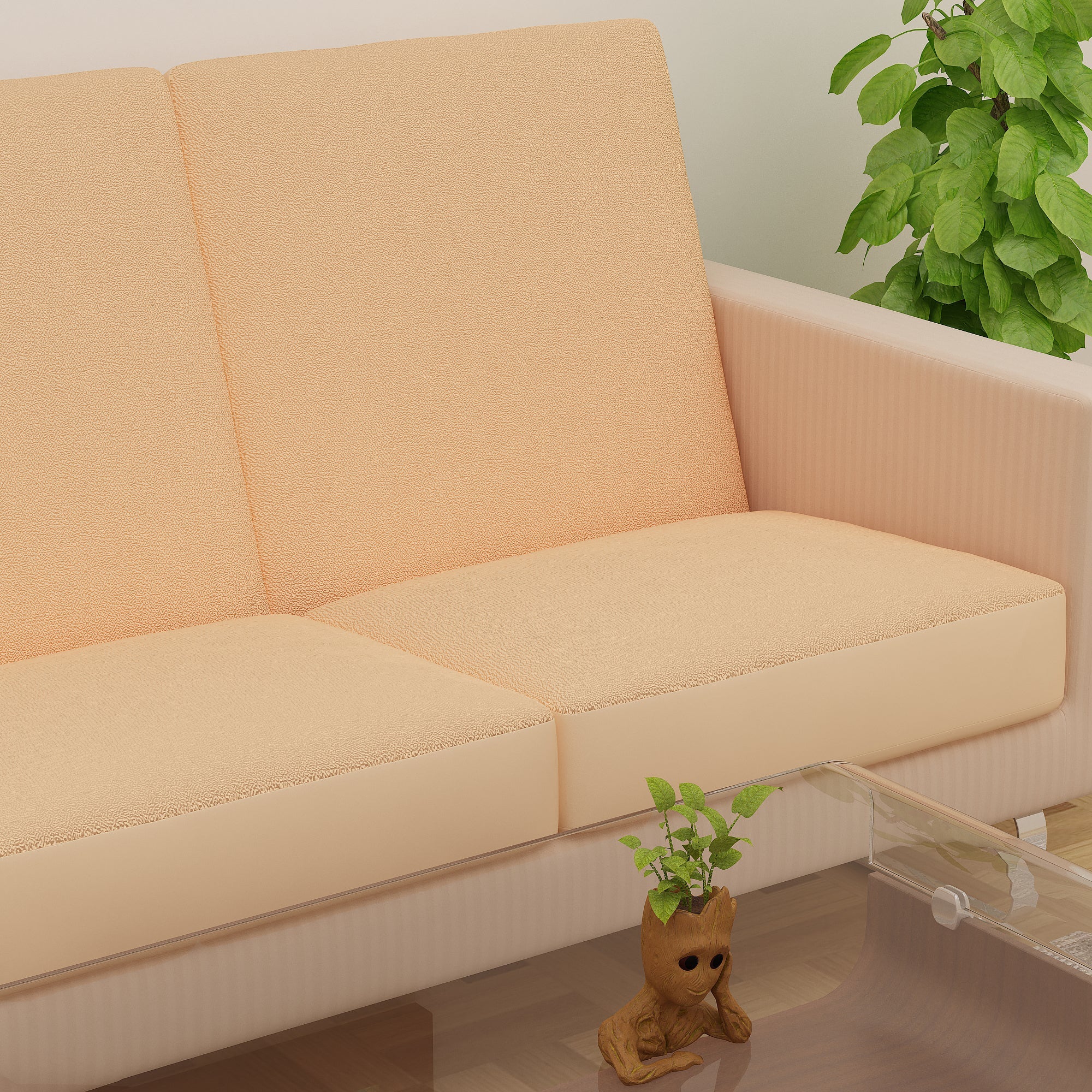 Waterproof Sofa Seat Protector Cover with Stretchable Elastic, Beige - Dream Care Furnishings Private Limited