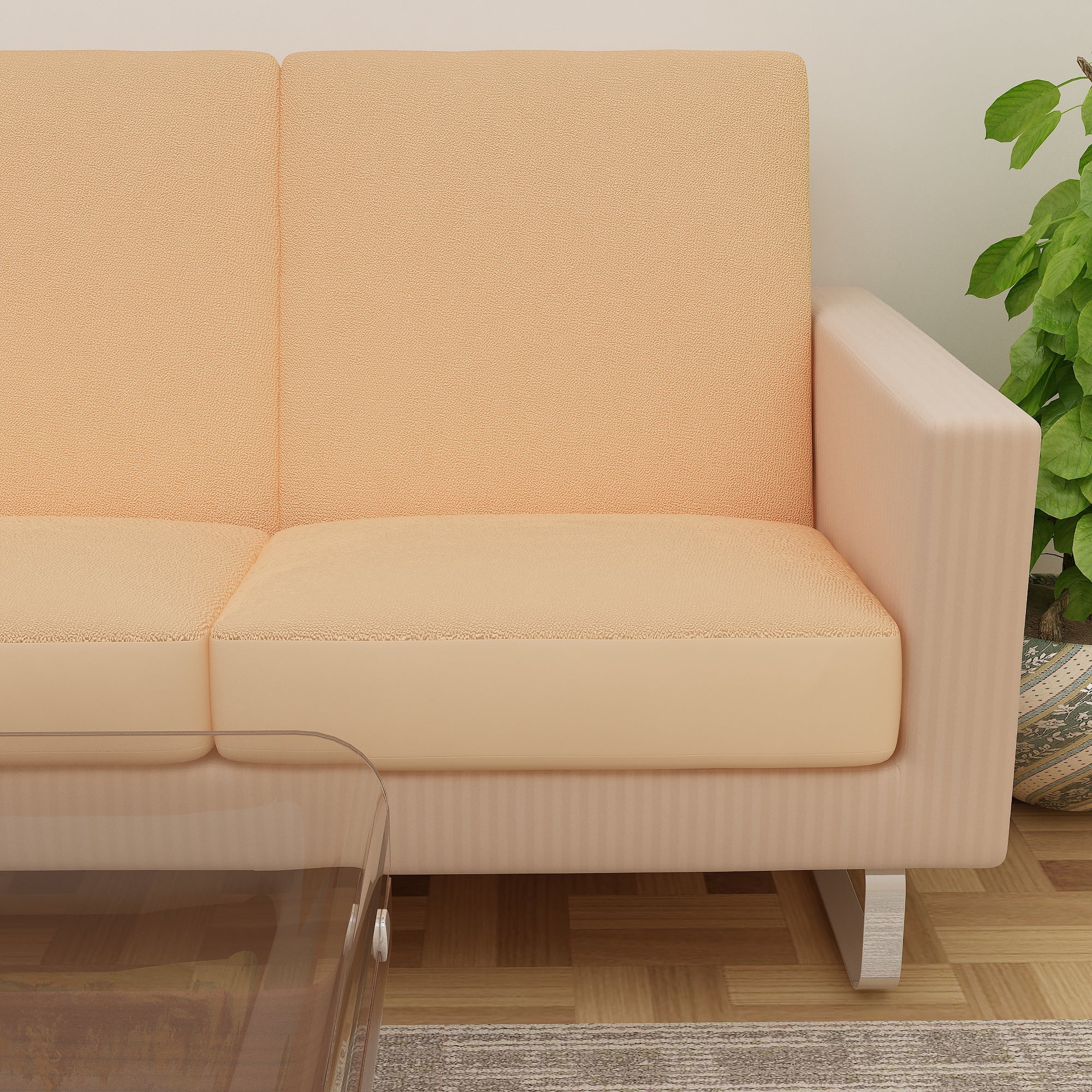 Waterproof Sofa Seat Protector Cover with Stretchable Elastic, Beige - Dream Care Furnishings Private Limited