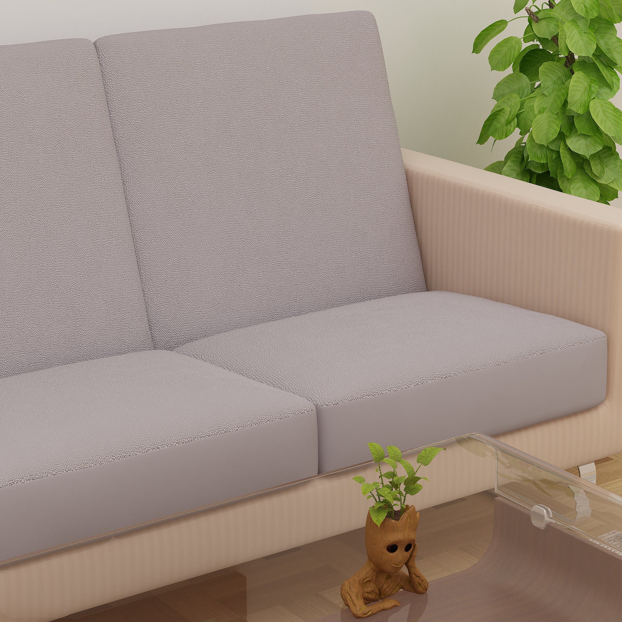 Waterproof Sofa Seat Protector Cover with Stretchable Elastic, Grey - Dream Care Furnishings Private Limited