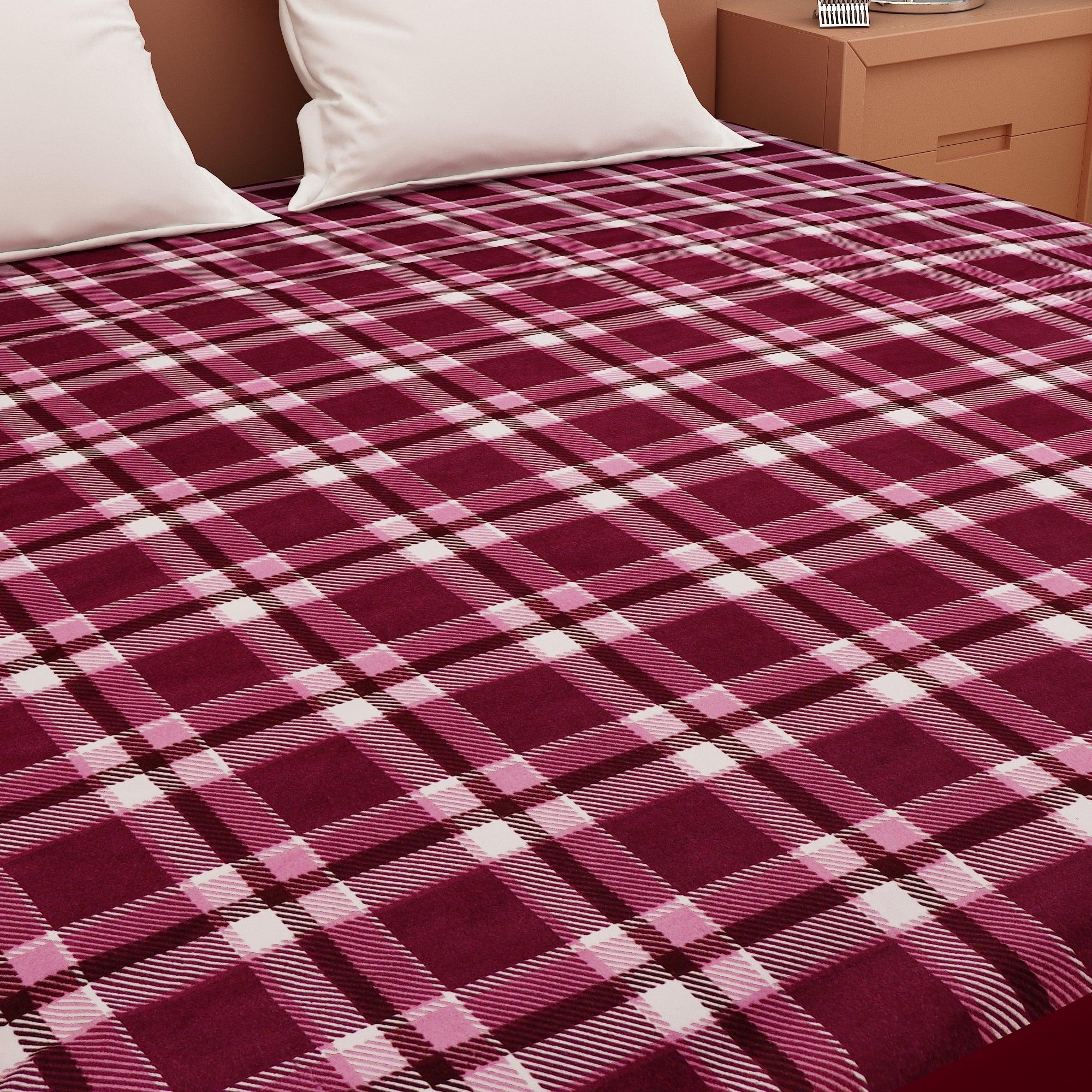 Waterproof Mattress Protector with 360 Degree Elastic Strap, Luxury Terry Printed (Purple, Available in 16 Sizes) - Dream Care Furnishings Private Limited