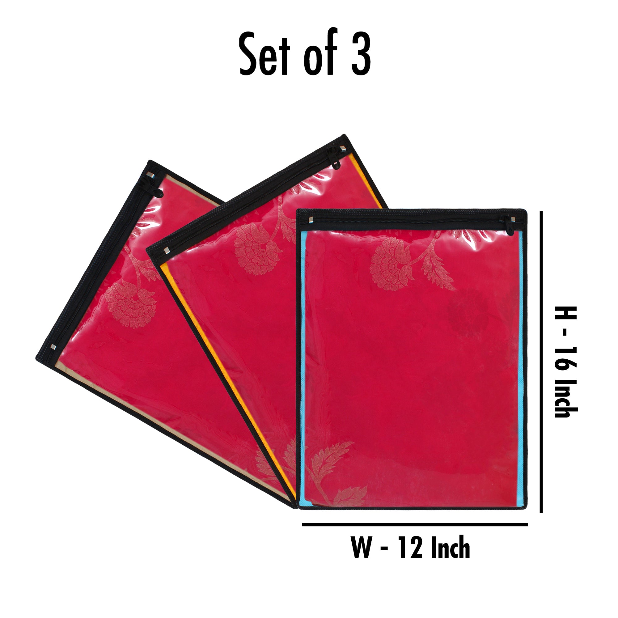 Saree Cover Transparent Storage Bag with Zip, Set of 3, Lite - Dream Care Furnishings Private Limited