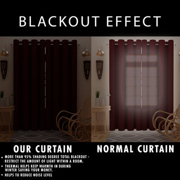 Solid Blackout Curtains, Maroon - Set of 2 - Dream Care Furnishings Private Limited