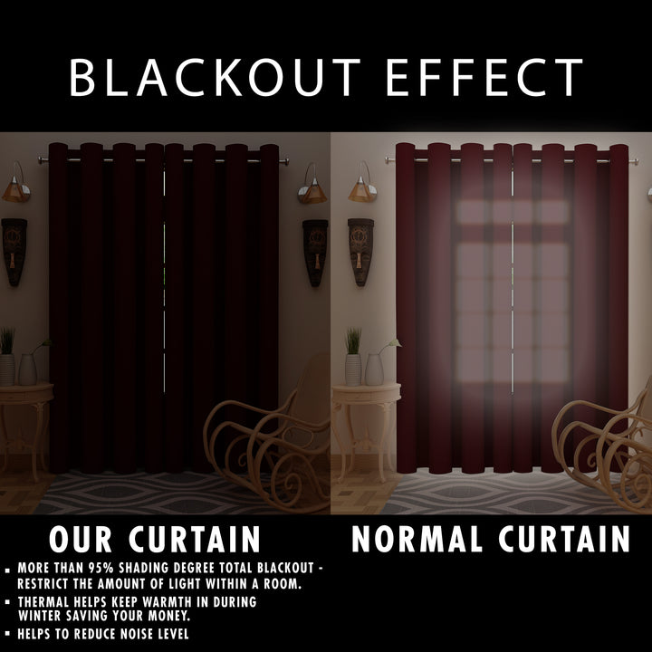 Solid Blackout Curtains, Maroon - Set of 2 - Dream Care Furnishings Private Limited