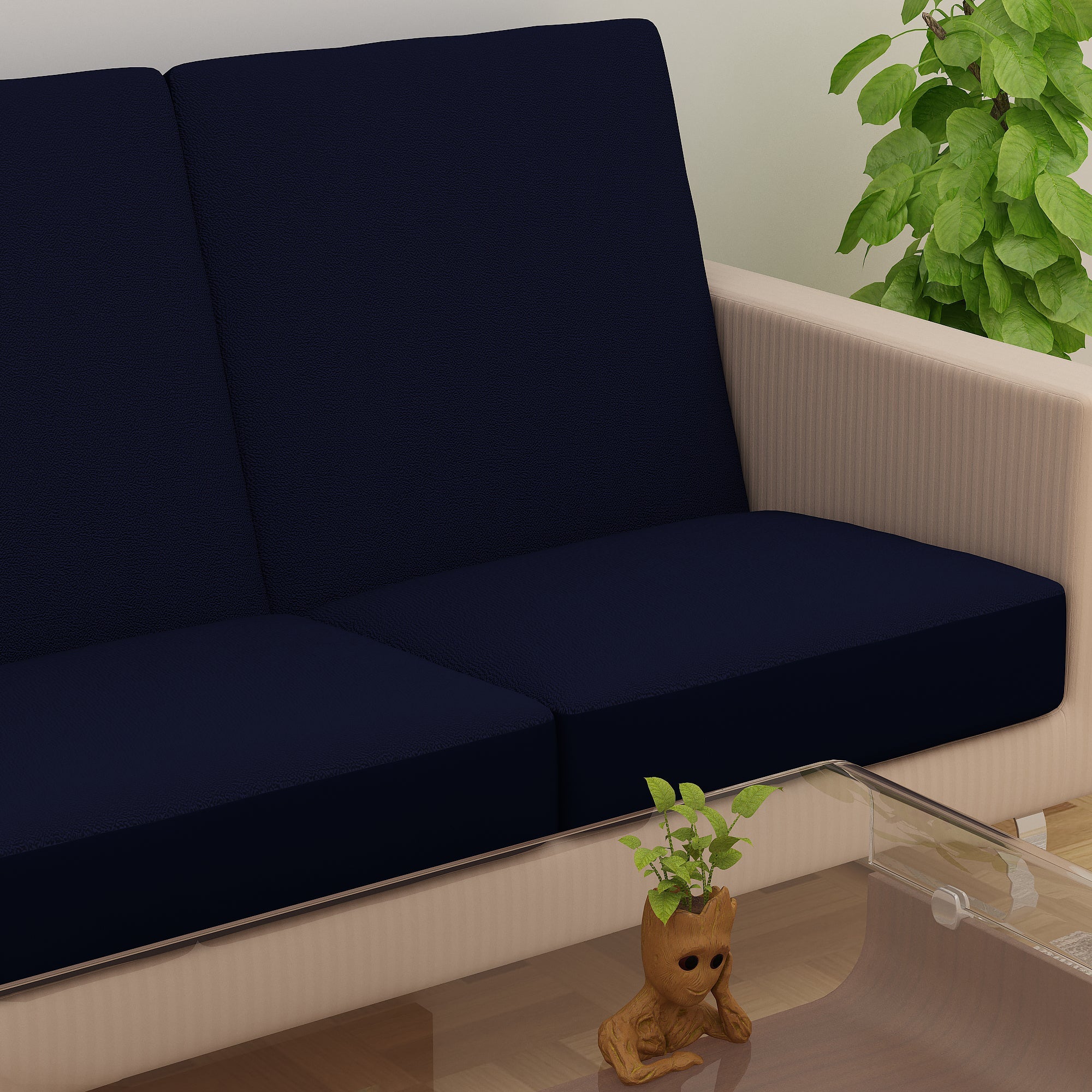 Waterproof Sofa Seat Protector Cover with Stretchable Elastic, Blue - Dream Care Furnishings Private Limited