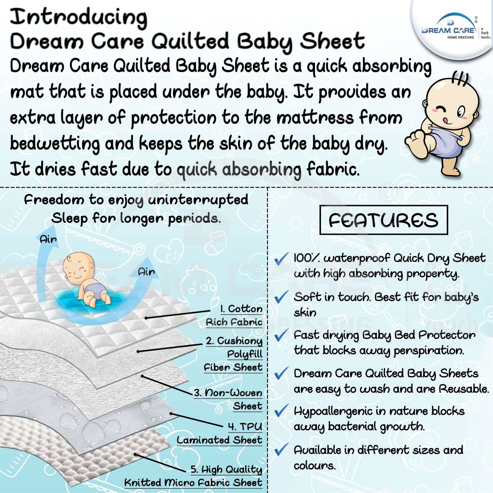 Waterproof Quilted Baby Sheet, Beige