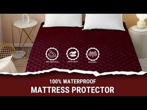 Waterproof Mattress Protector with 360 Degree Elastic Strap, Luxury Terry (Maroon, Available in 16 Sizes)