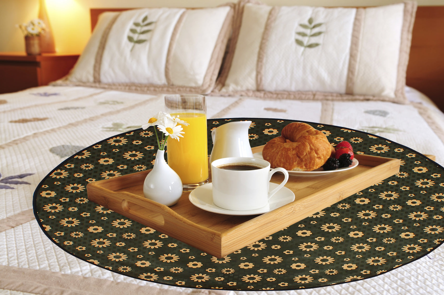 Waterproof & Oil Proof Bed Server Circle Mat, SA35 - Dream Care Furnishings Private Limited